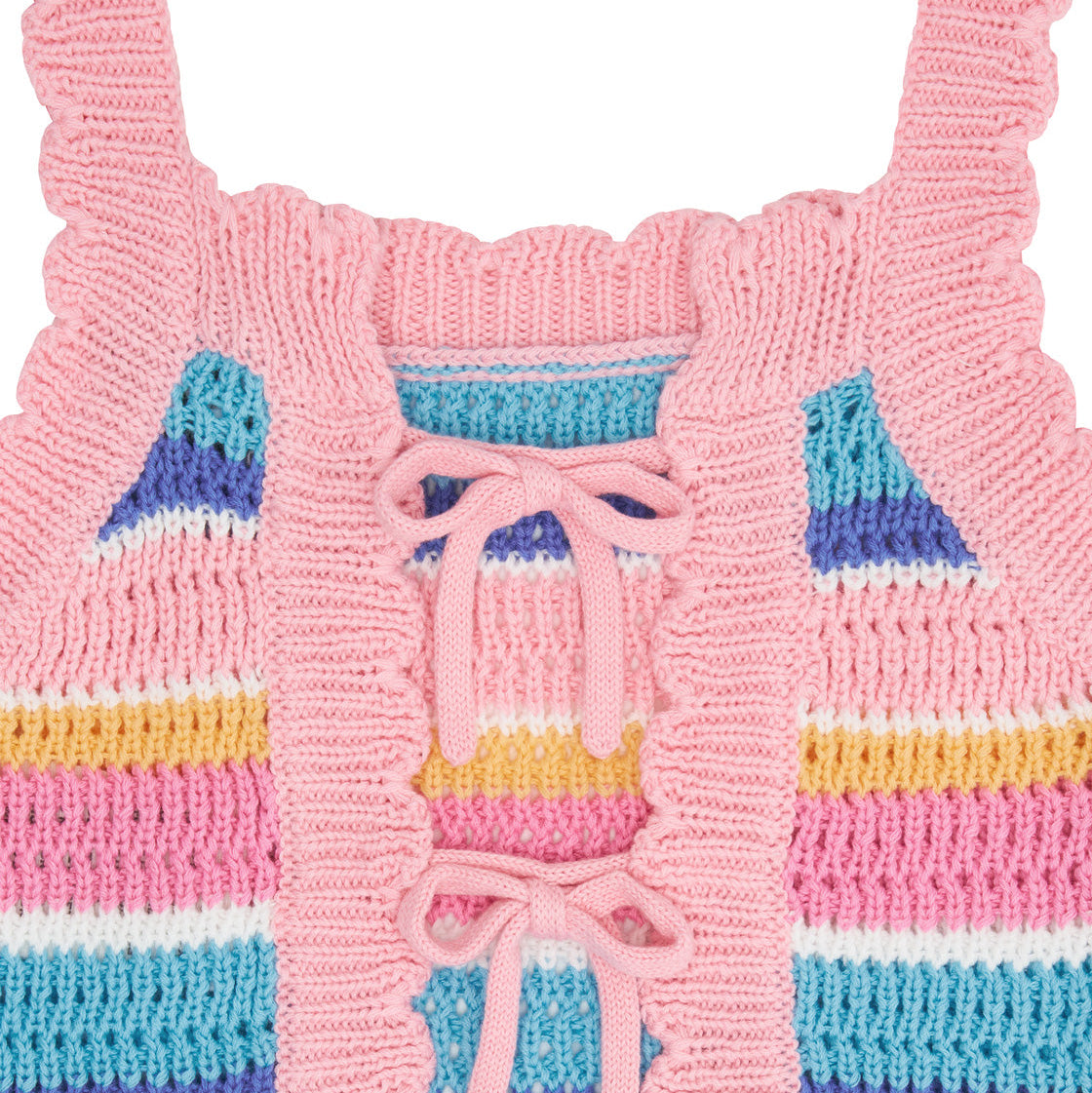 Beach Club Stripe Crochet Tie Top