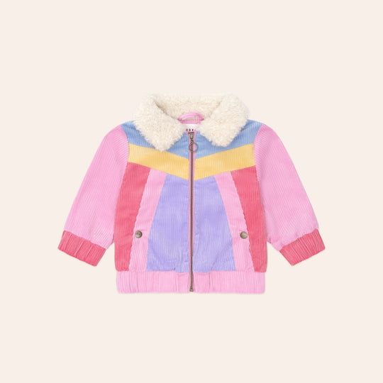 GIRLS COLOUR BLOCK CORD JACKET