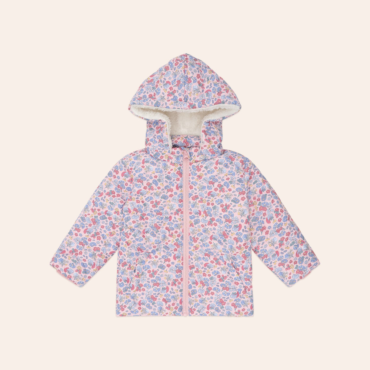 HEART FLORAL QUILTED PUFFER JACKET