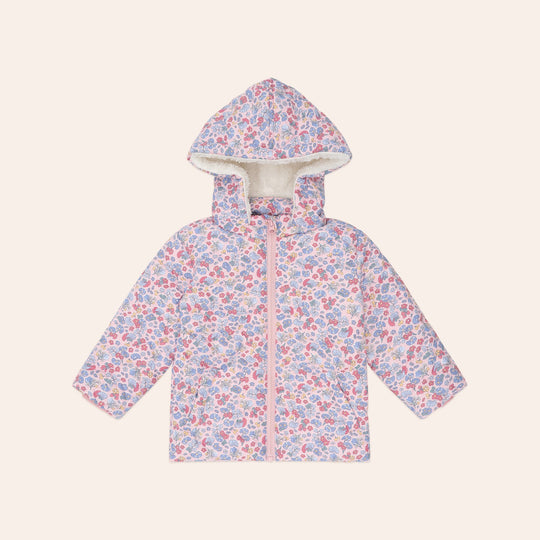 HEART FLORAL QUILTED PUFFER JACKET