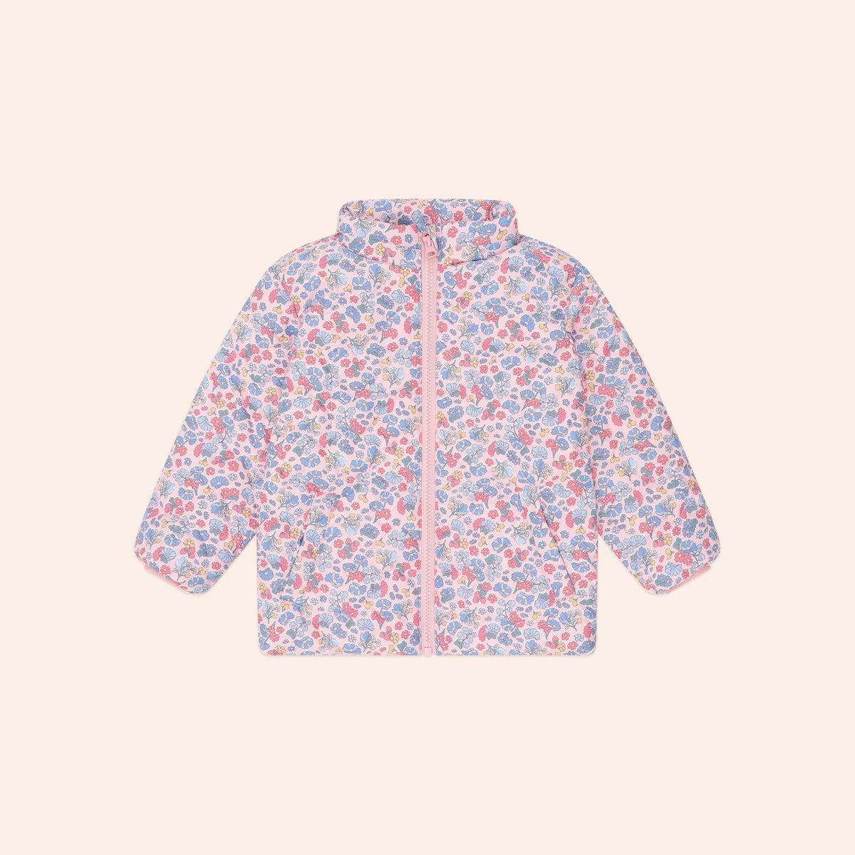 HEART FLORAL QUILTED PUFFER JACKET
