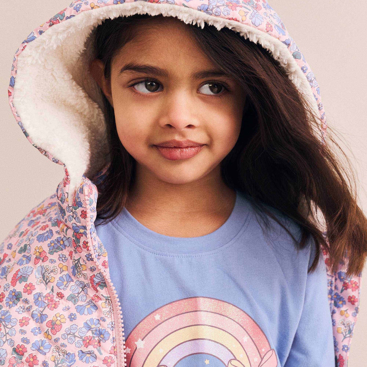 HEART FLORAL QUILTED PUFFER JACKET