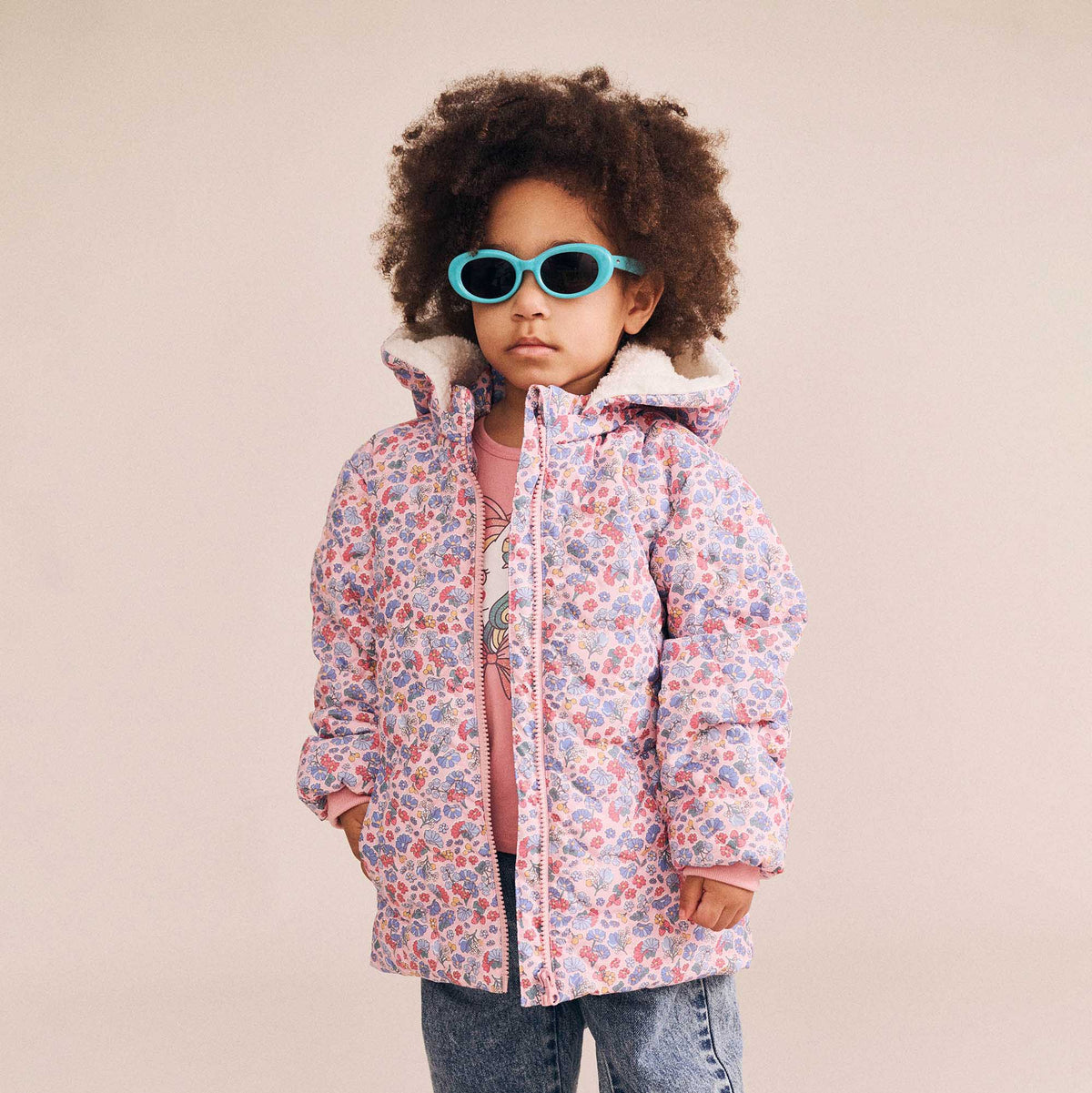 HEART FLORAL QUILTED PUFFER JACKET