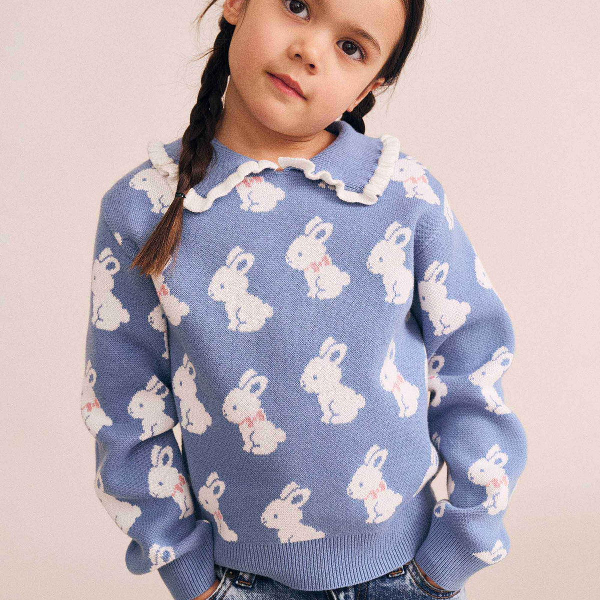 BUNNY FIELD FRILL COLLAR PULLOVER