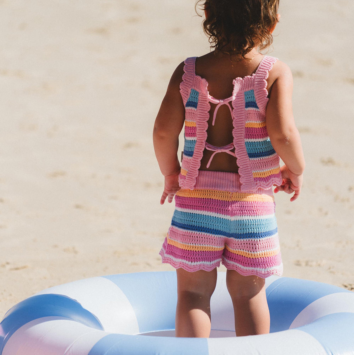 Beach Club Stripe Crochet Short