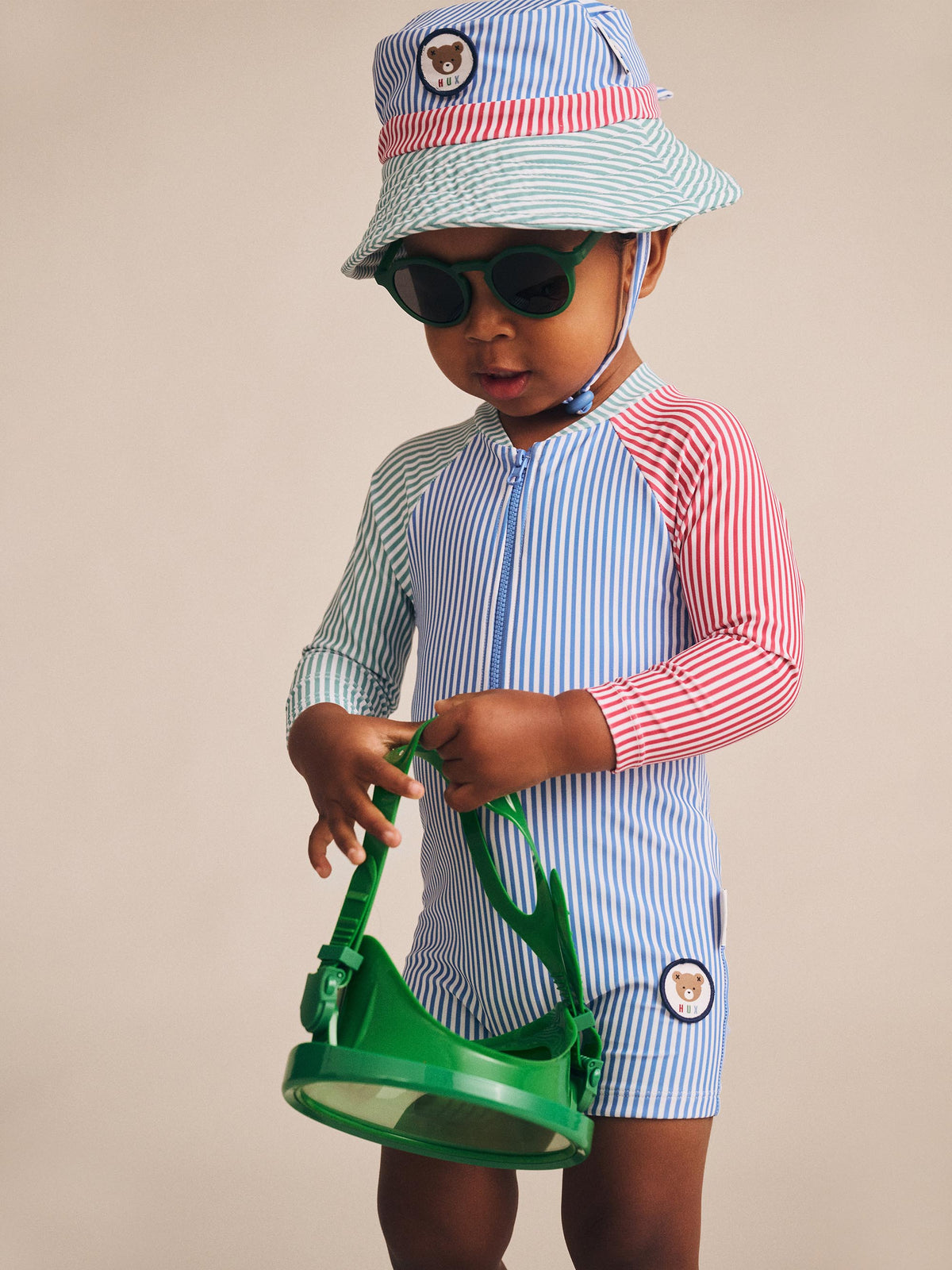 Spliced Stripe Swimsuit Shortie