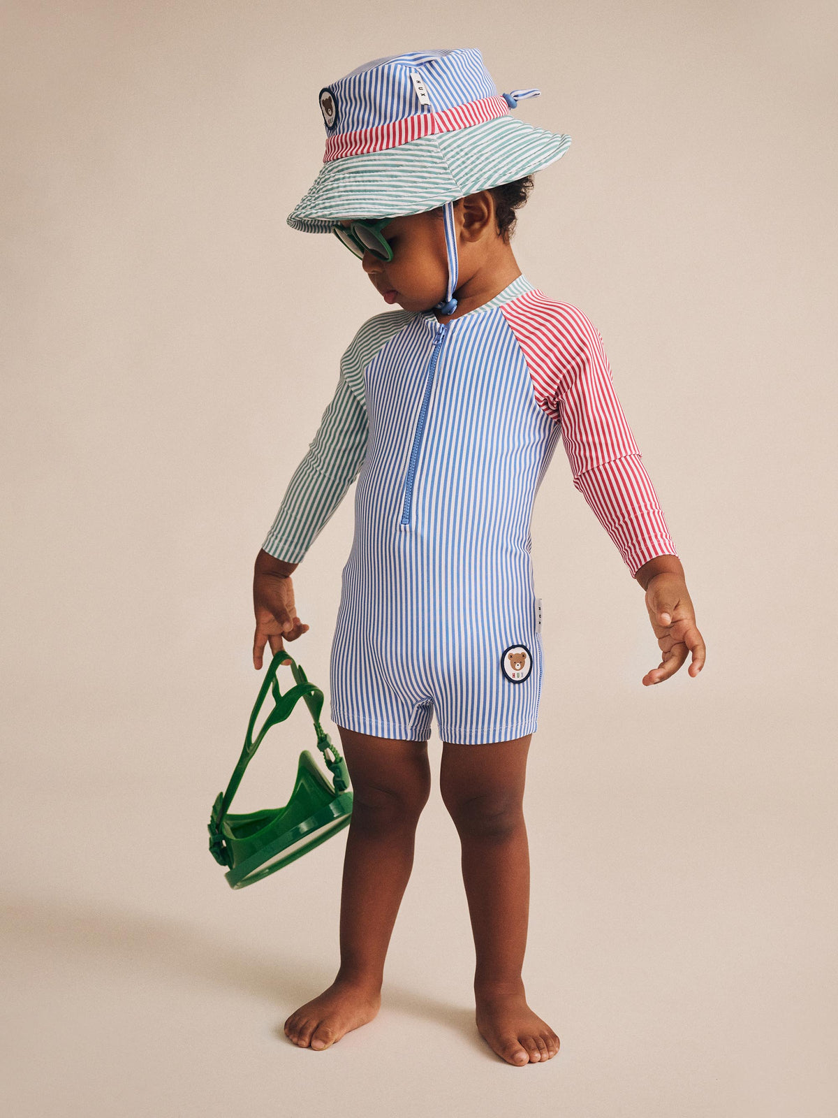 Spliced Stripe Swimsuit Shortie