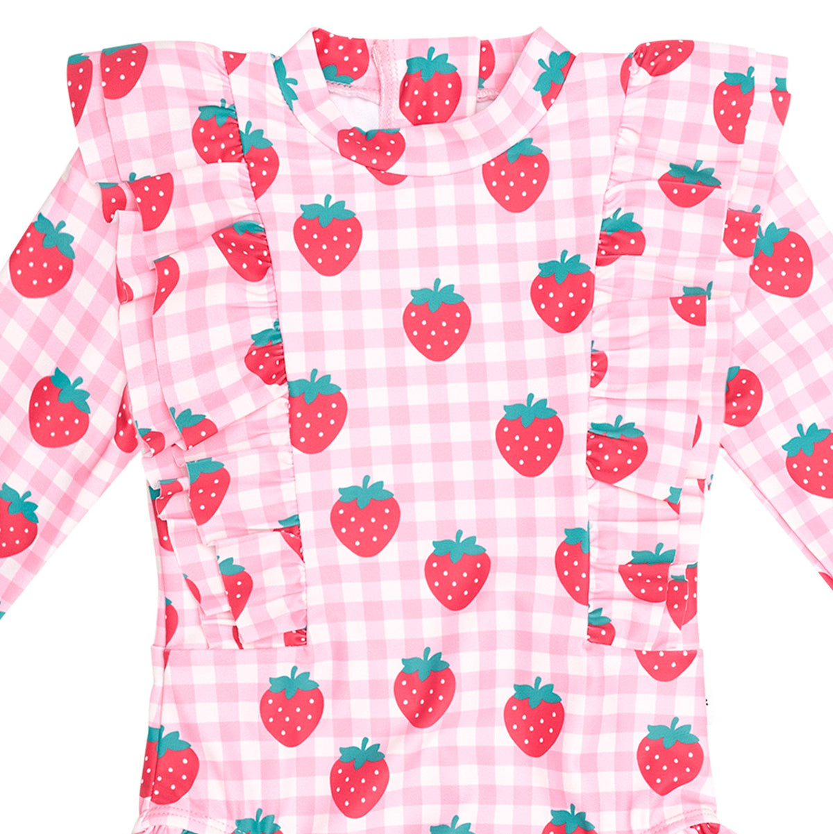 STRAWBERRY CHECK FRILL SWIMSUIT