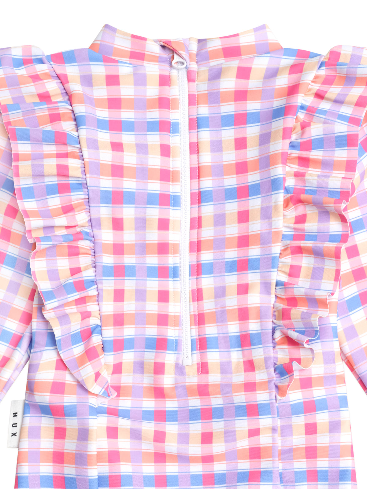 Scandi Frill Swimsuit Rainbow Check