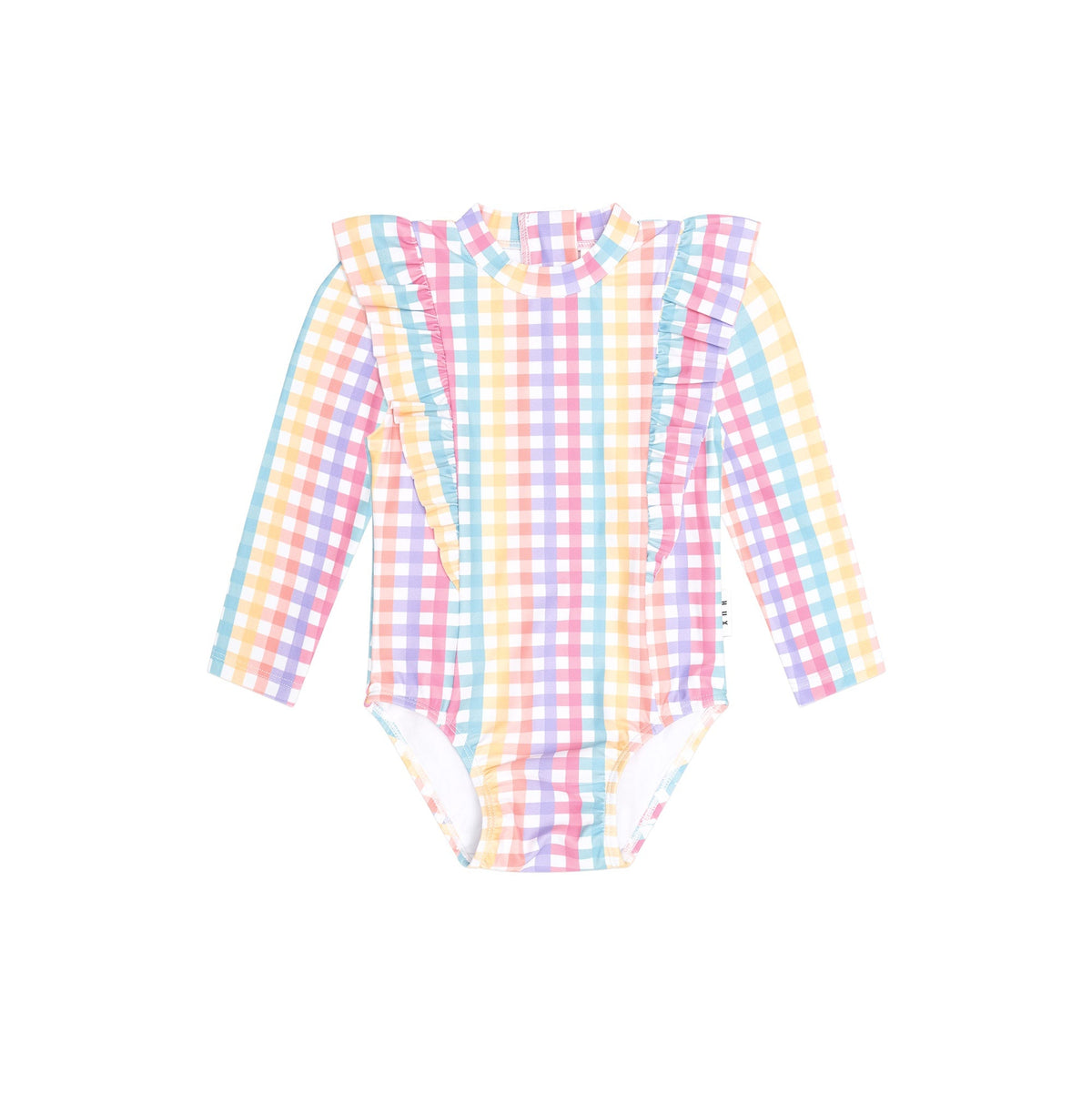 RAINBOW CHECK FRILL SWIMSUIT