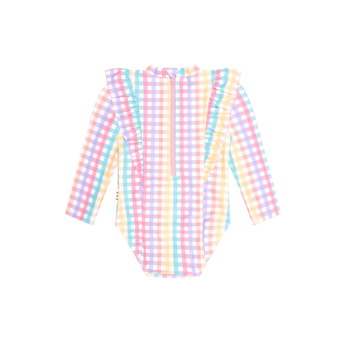 RAINBOW CHECK FRILL SWIMSUIT
