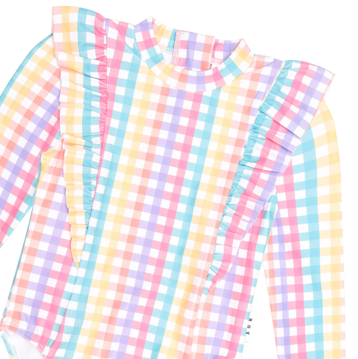 RAINBOW CHECK FRILL SWIMSUIT