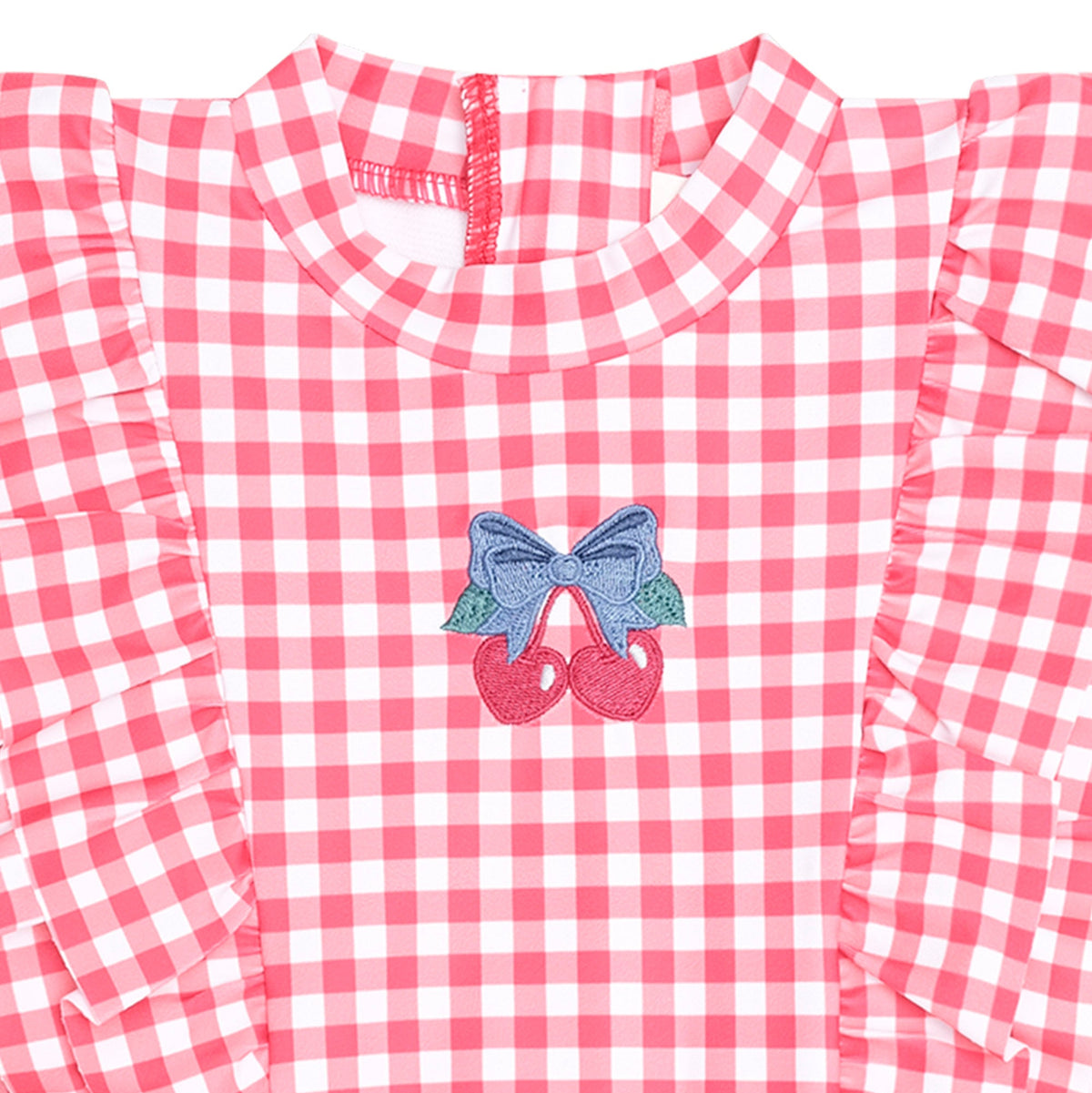 CHERRY BOW GINGHAM FRILL SWIMSUIT