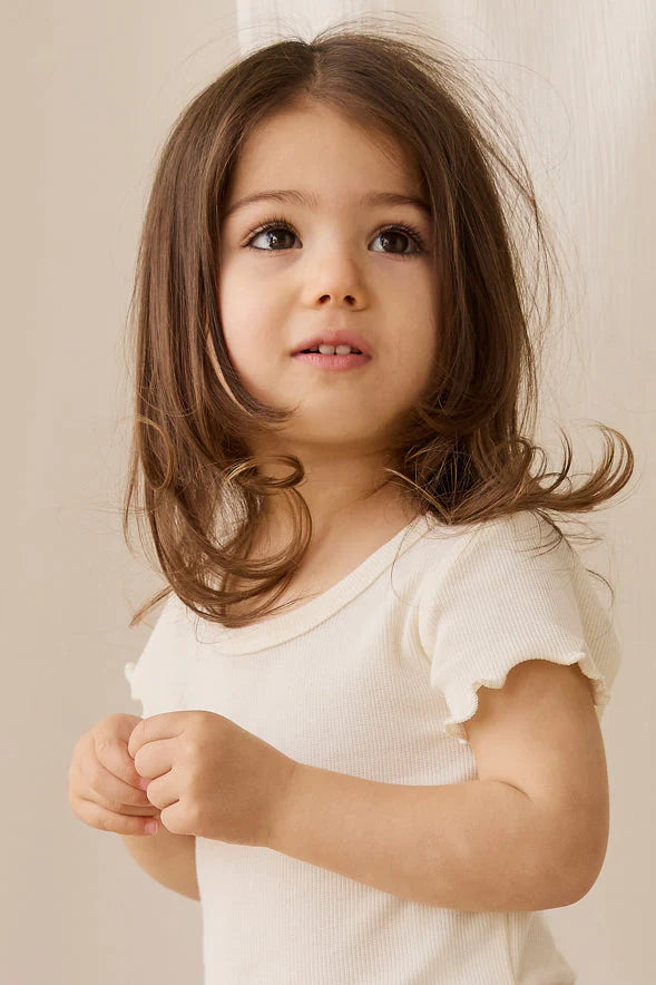 Fine Rib Cotton Ines Top | Parchment
