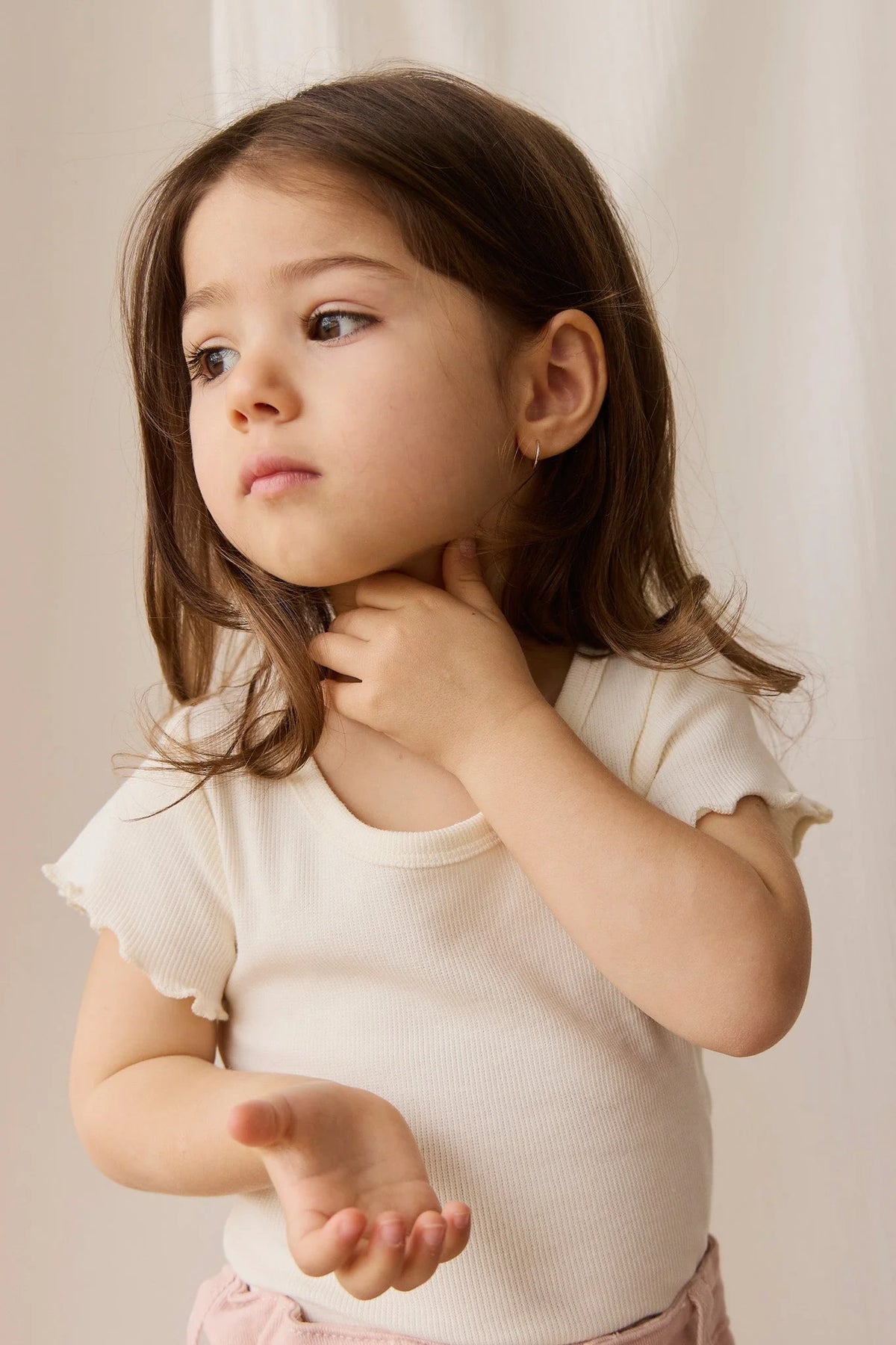 Fine Rib Cotton Ines Top | Parchment