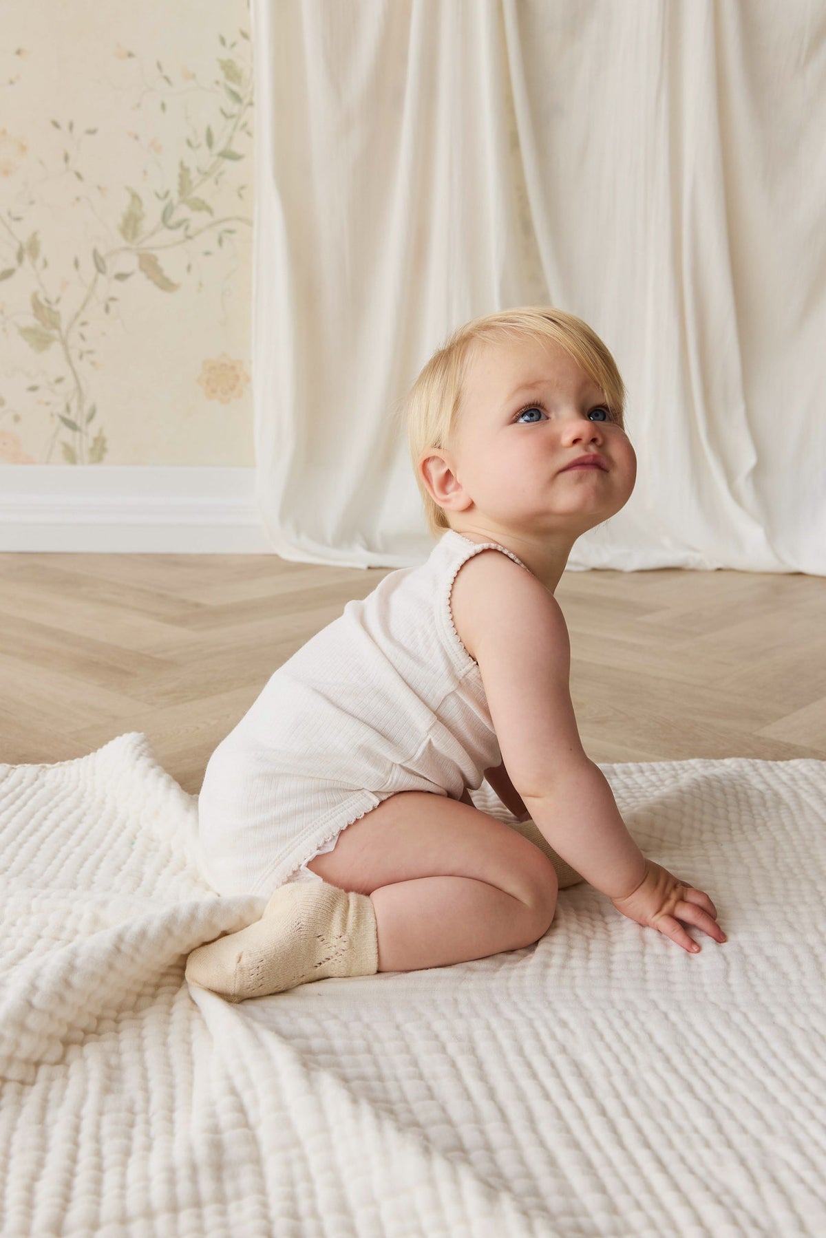 Organic Cotton Modal Singlet Bodysuit | Parchment