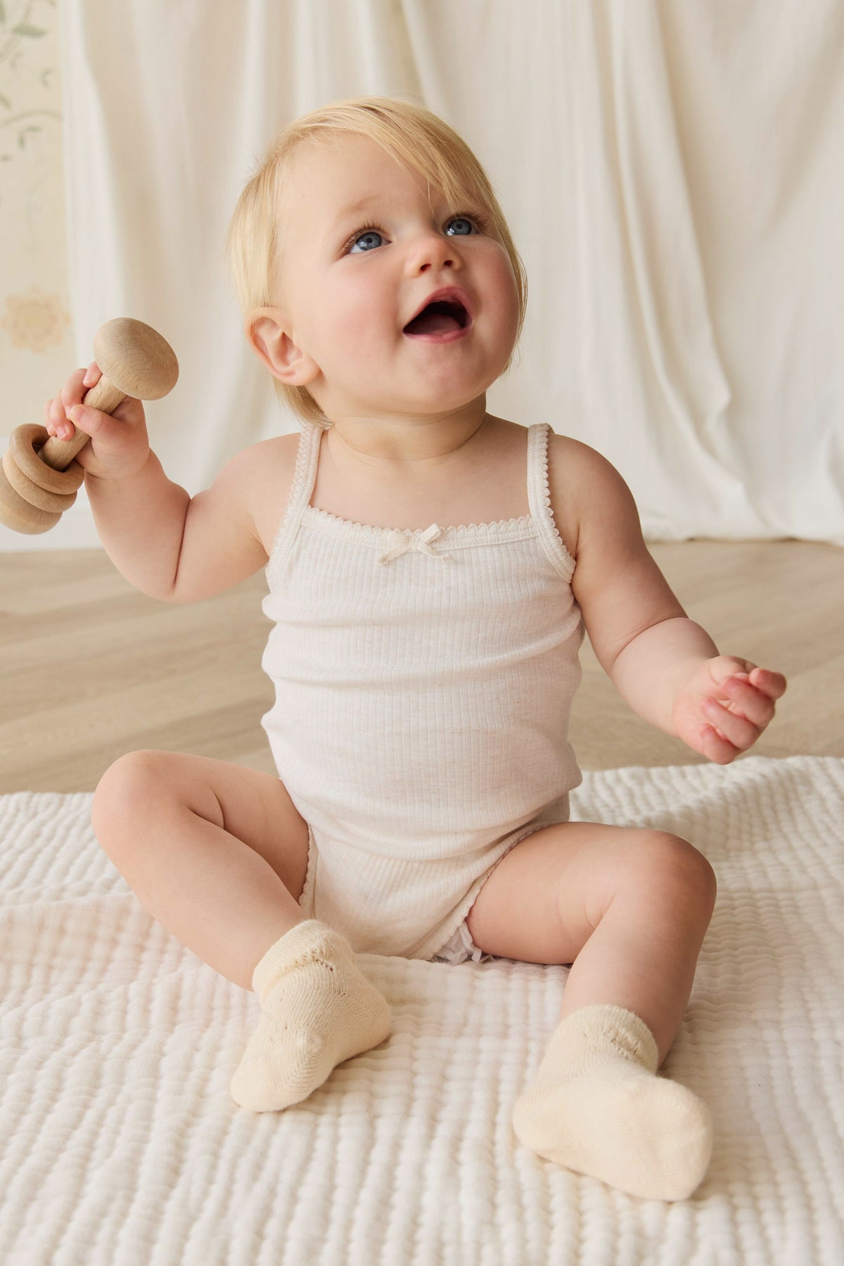 Organic Cotton Modal Singlet Bodysuit | Parchment