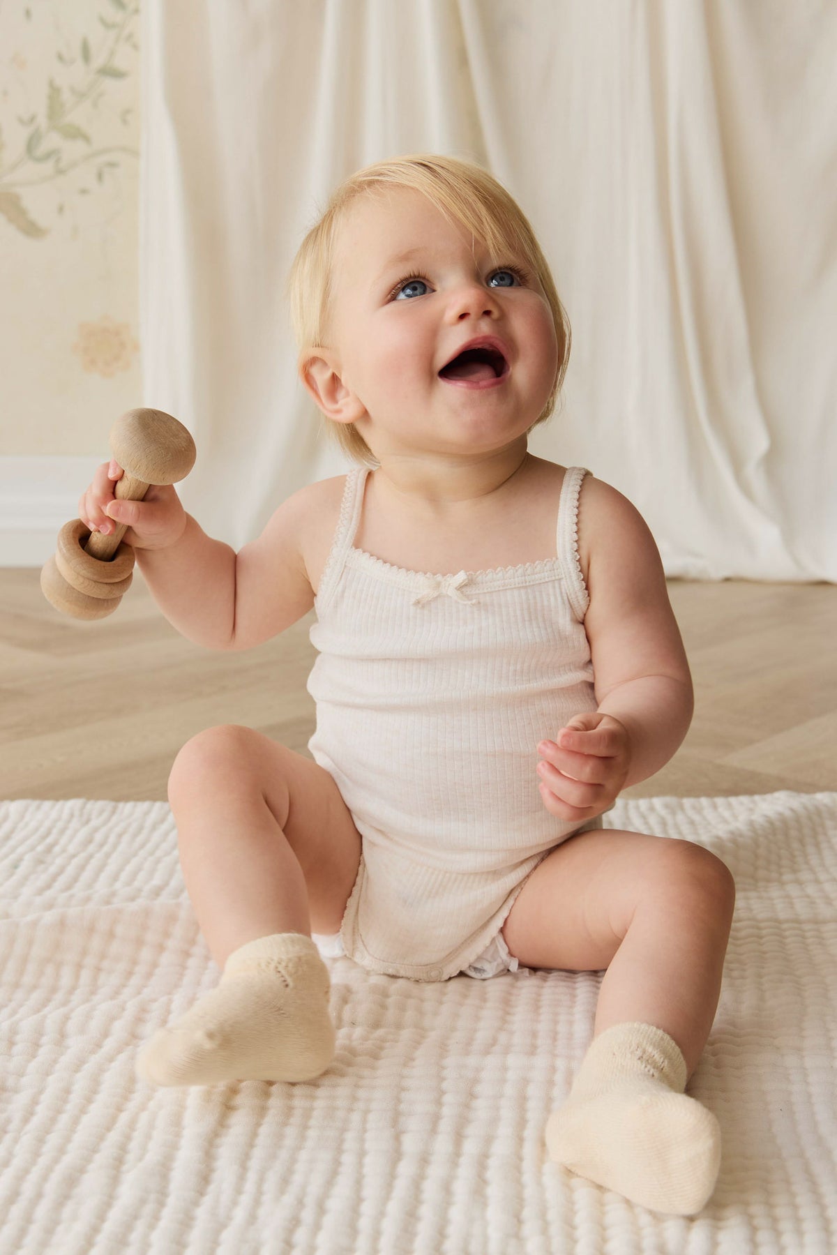 Organic Cotton Modal Singlet Bodysuit | Parchment