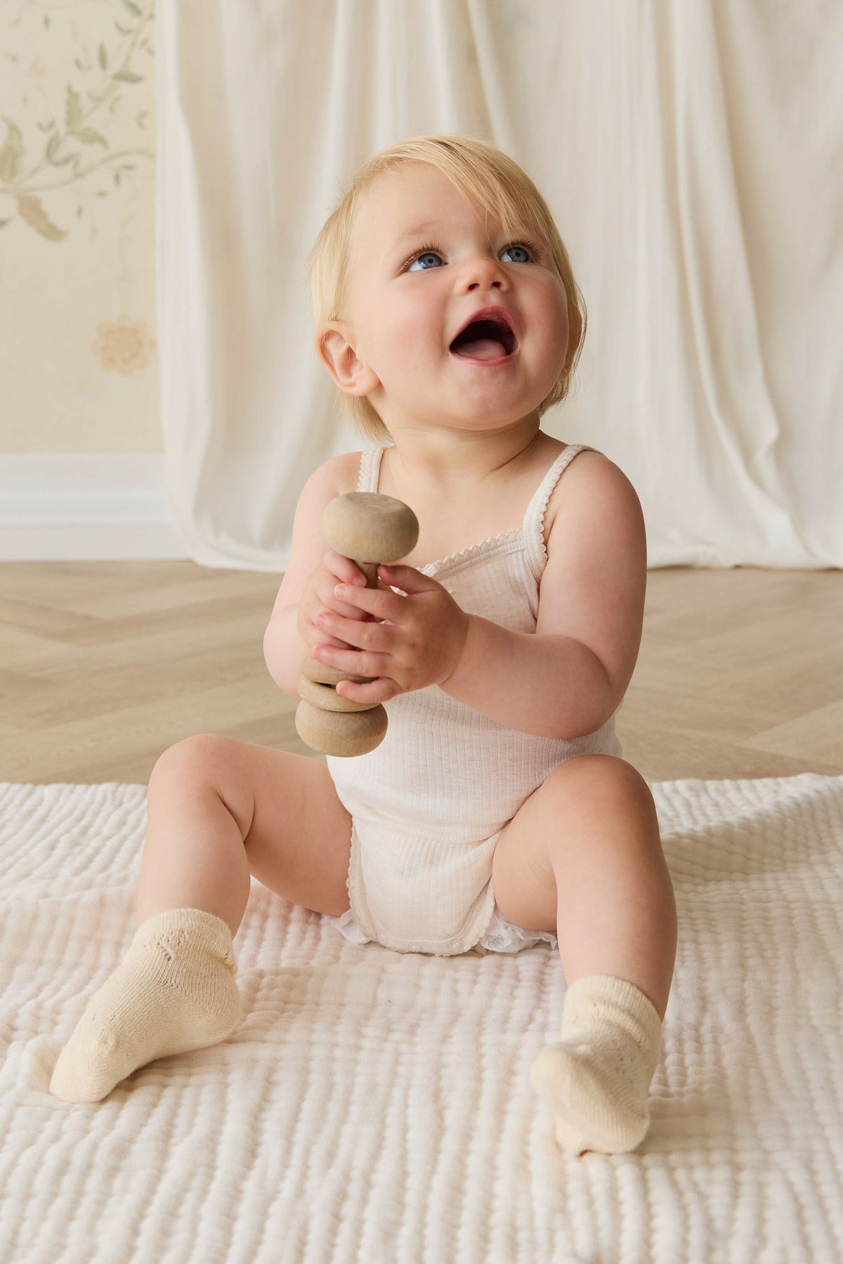 Organic Cotton Modal Singlet Bodysuit | Parchment