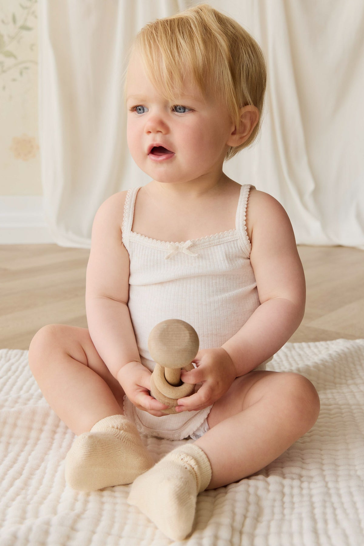 Organic Cotton Modal Singlet Bodysuit | Parchment
