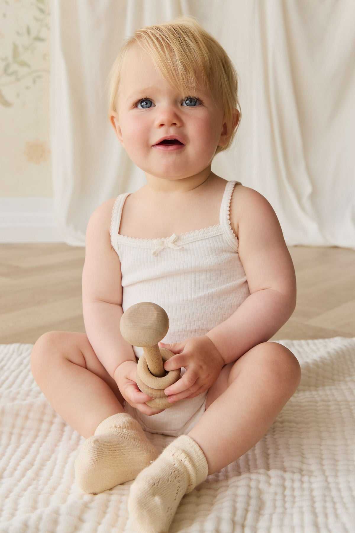 Organic Cotton Modal Singlet Bodysuit | Parchment