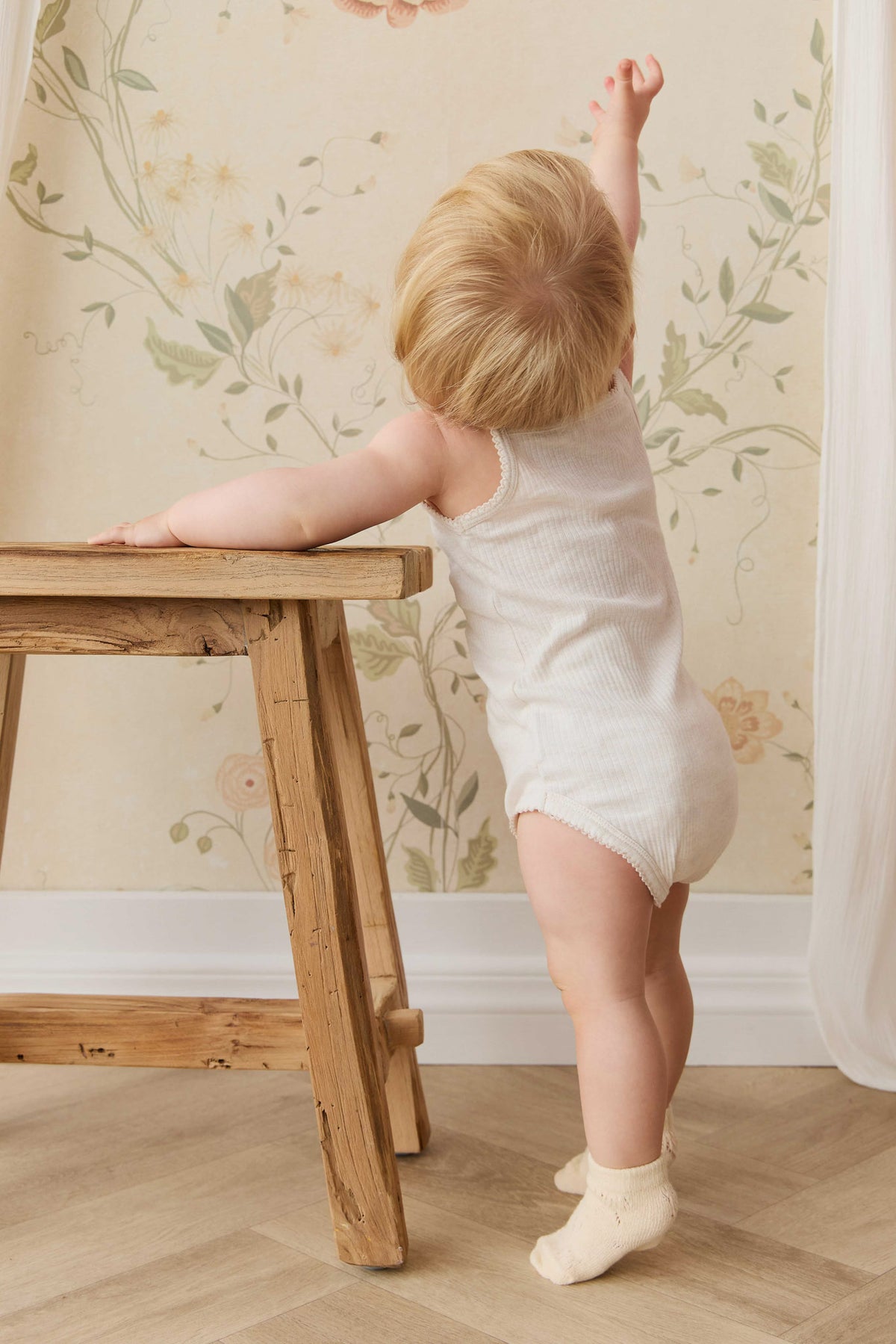 Organic Cotton Modal Singlet Bodysuit | Parchment
