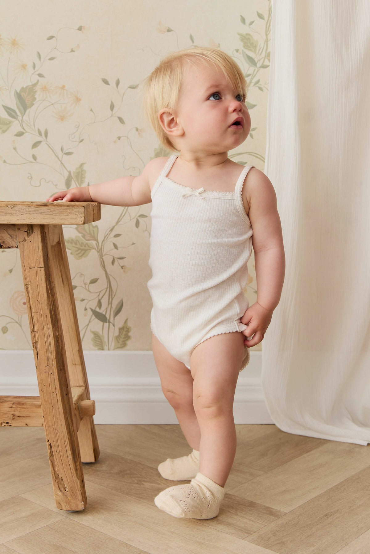 Organic Cotton Modal Singlet Bodysuit | Parchment