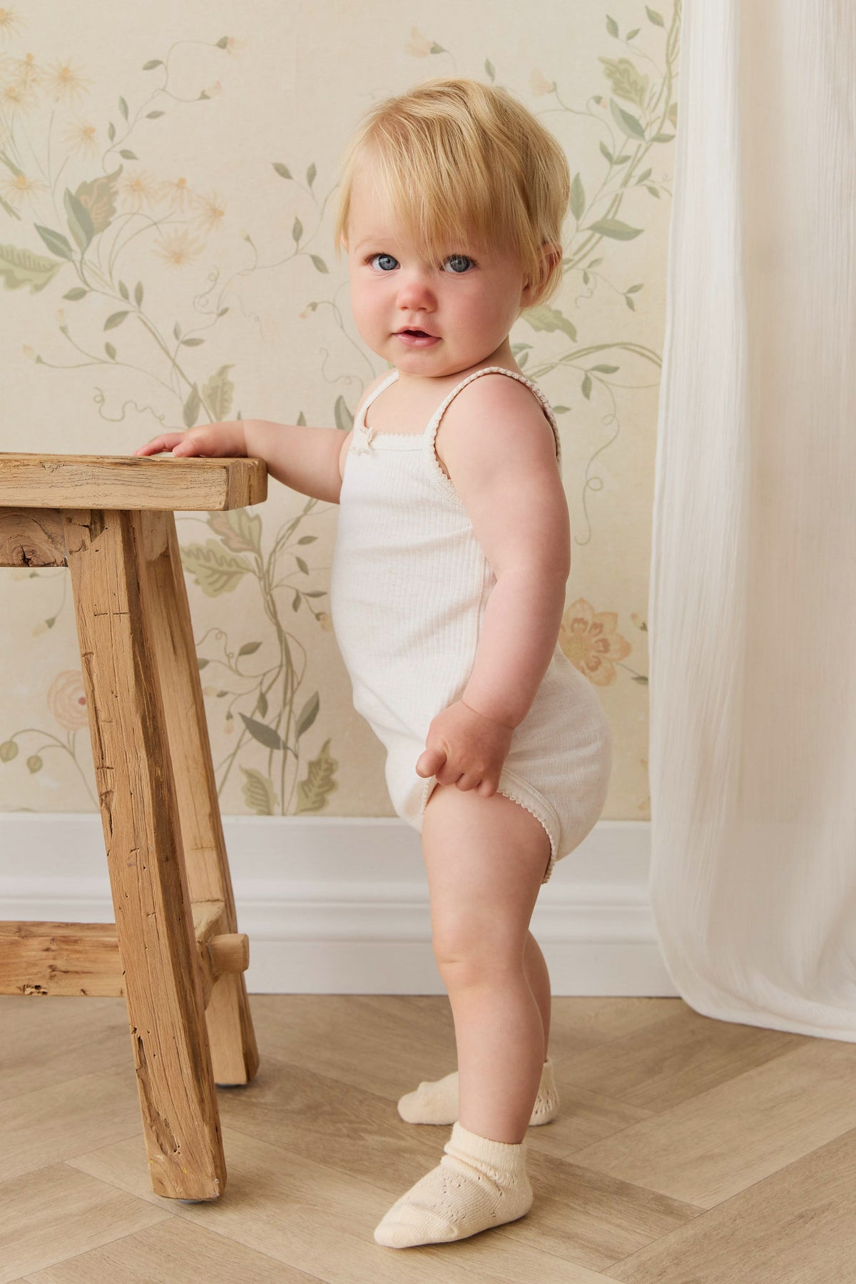 Organic Cotton Modal Singlet Bodysuit | Parchment