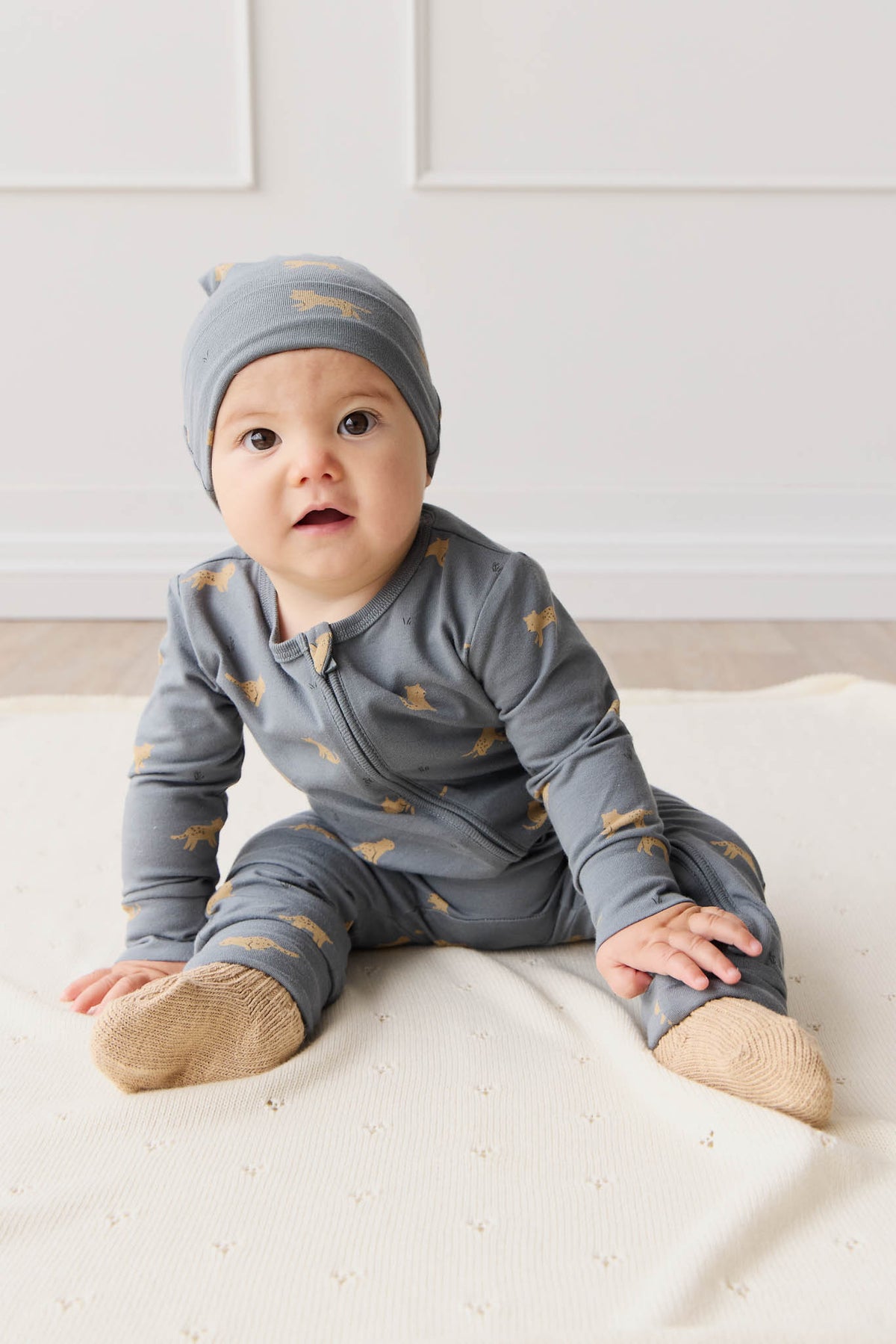 Organic Cotton Reese Zip Onepiece | Lenny Leopard Smoke