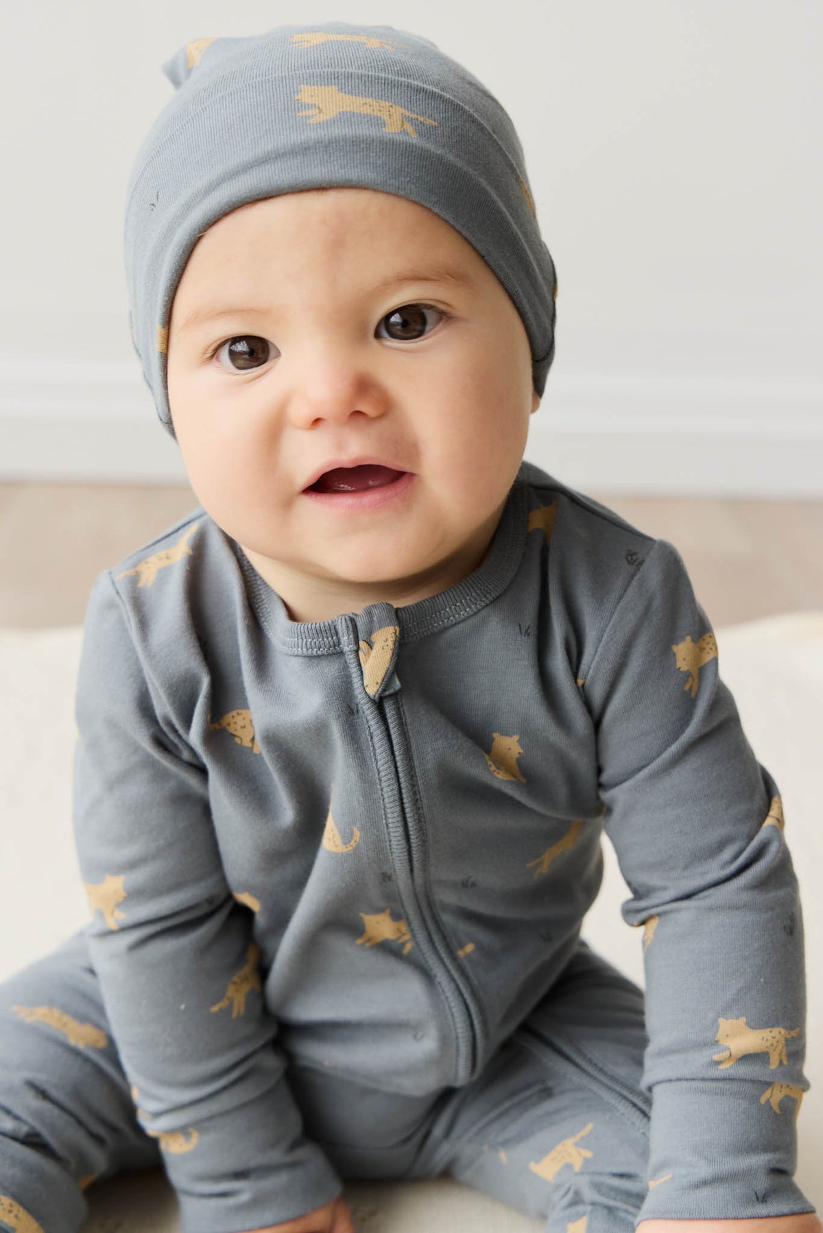 Organic Cotton Reese Zip Onepiece | Lenny Leopard Smoke