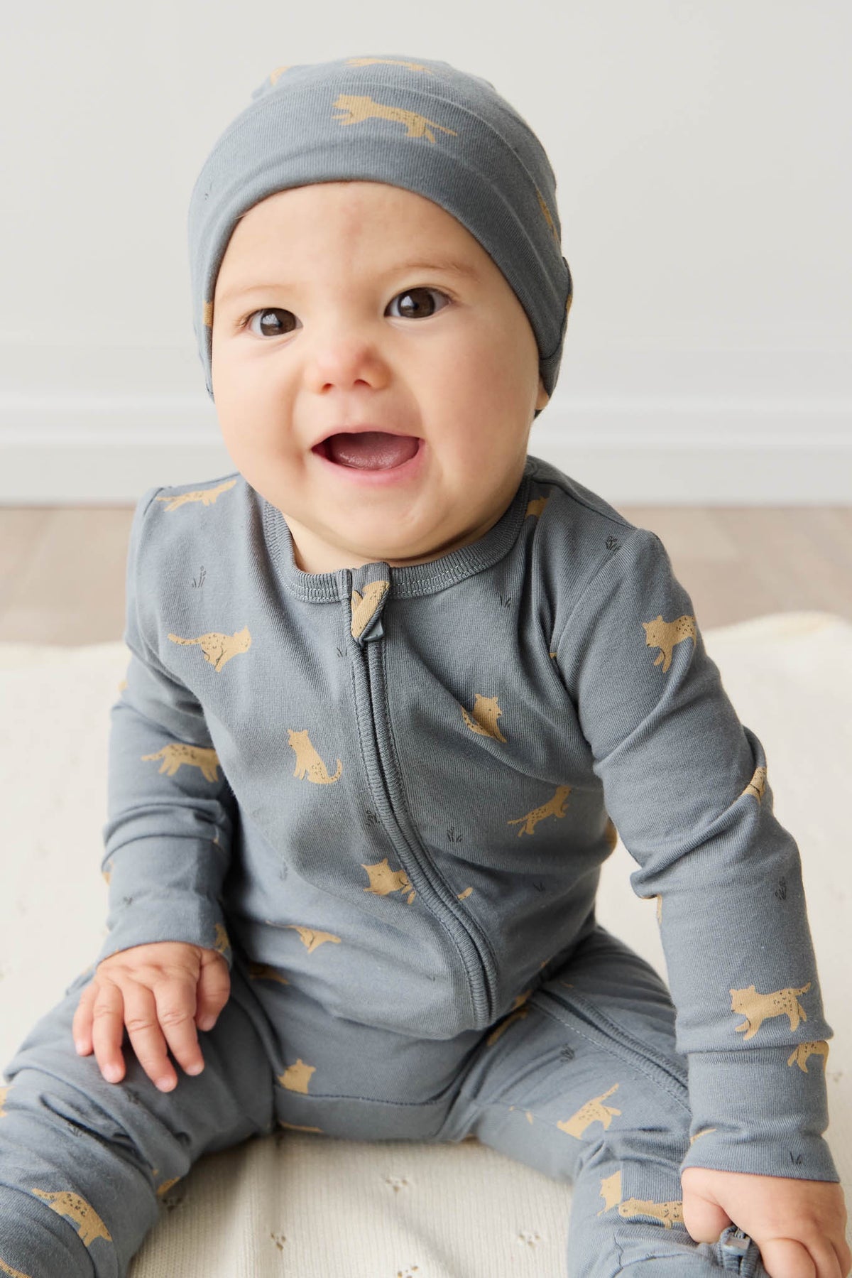 Organic Cotton Reese Zip Onepiece | Lenny Leopard Smoke