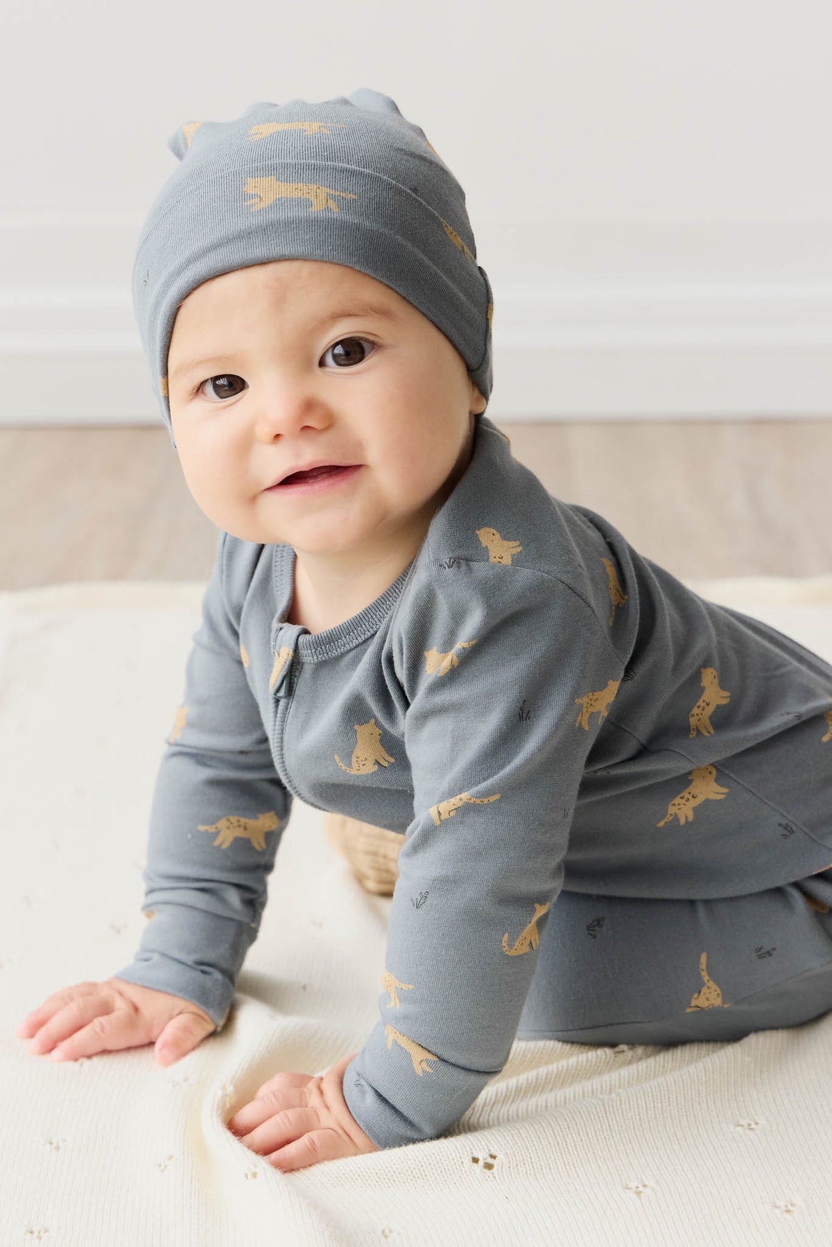 Organic Cotton Reese Zip Onepiece | Lenny Leopard Smoke