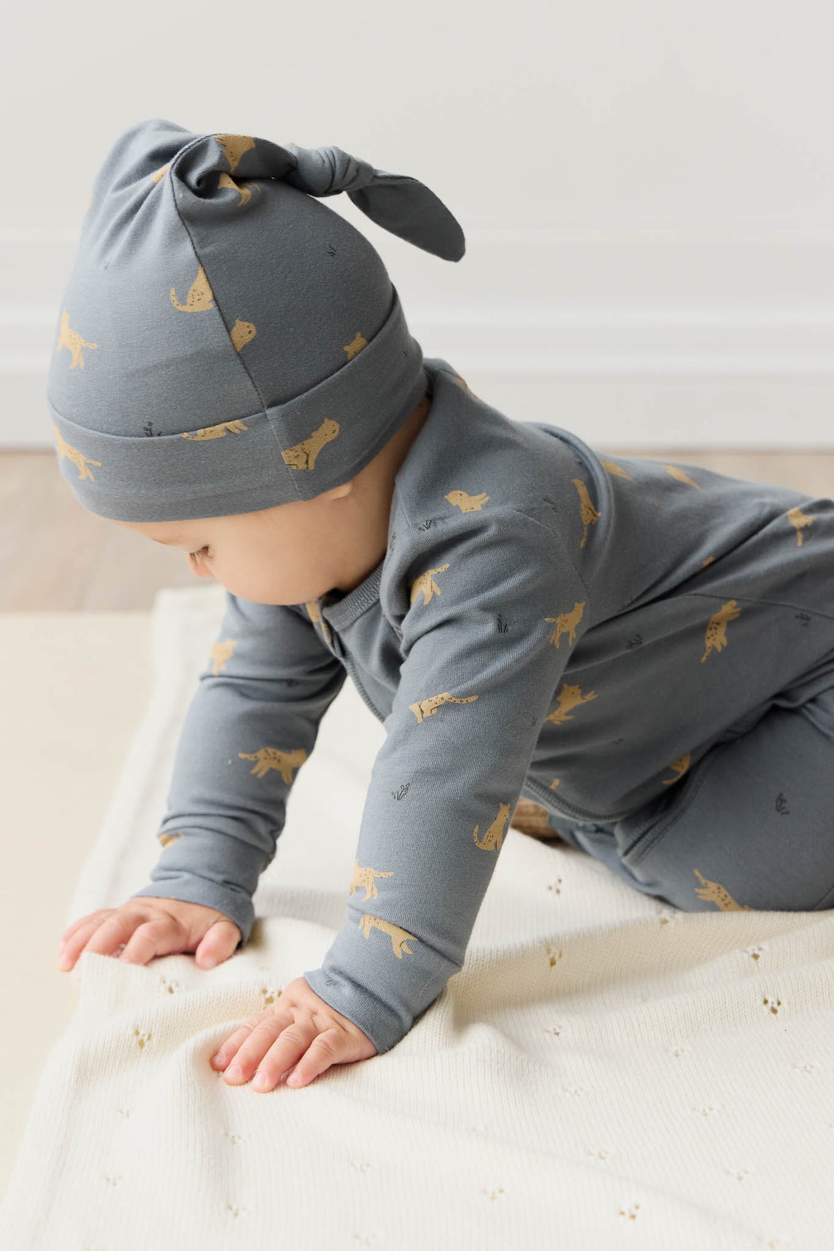 Organic Cotton Knot Beanie | Lenny Leopard Smoke