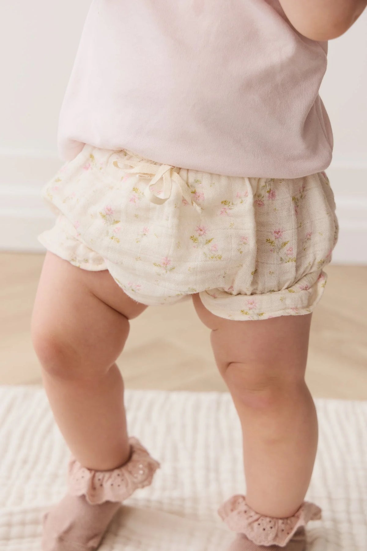 Organic Cotton Muslin Frill Bloomer | Emelia Pink