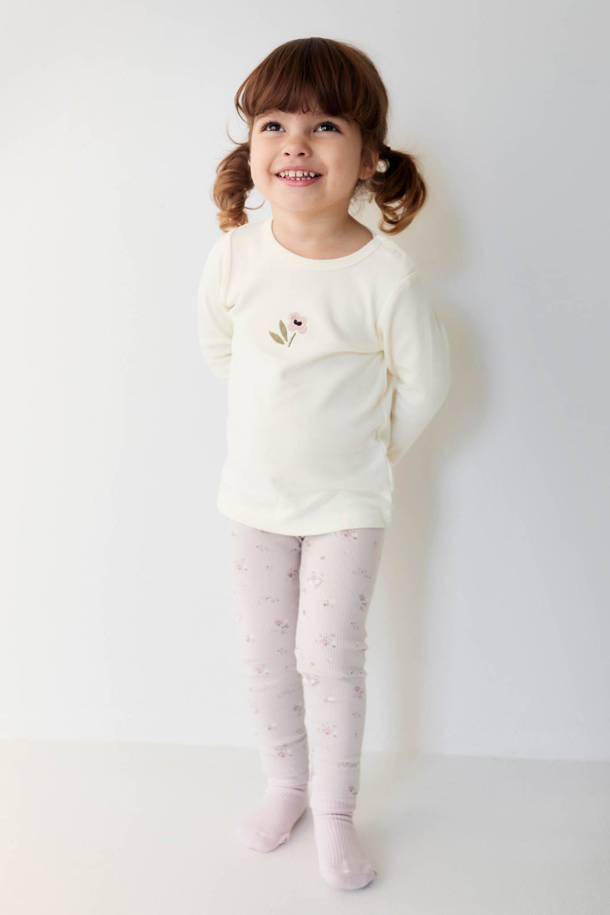 Pima Cotton Long Sleeve Top | Parchment Petite Goldie