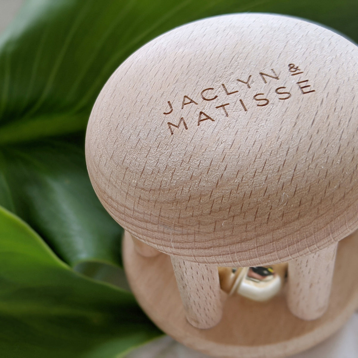 Jaclyn & Matisse | Wooden Rattle | Bella the Bell