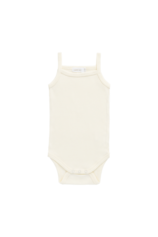 Organic Cotton Modal Singlet Bodysuit | Parchment