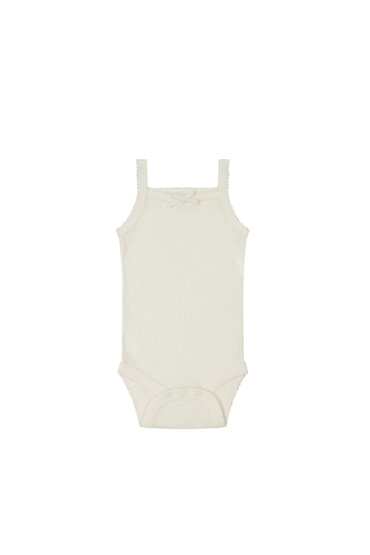Organic Cotton Modal Singlet Bodysuit | Milk