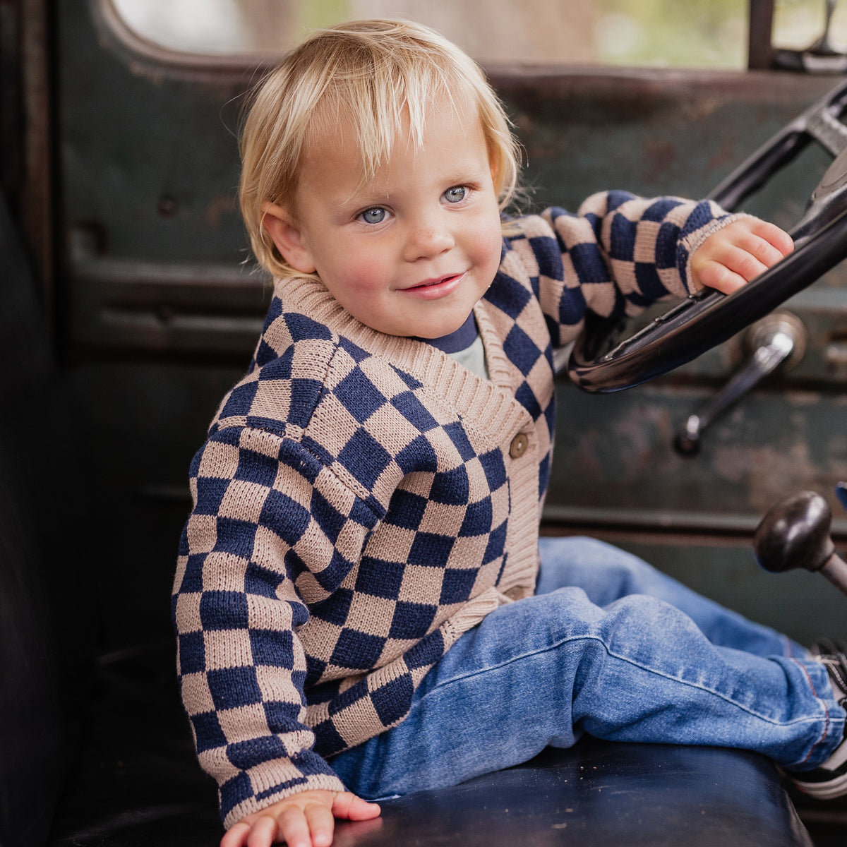 WILD SIDE CHECK KNITTED CARDIGAN