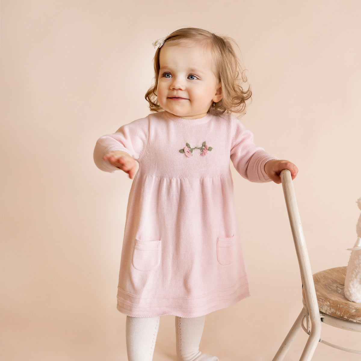 CHARLIE ORGANIC HAND EMB KNIT DRESS