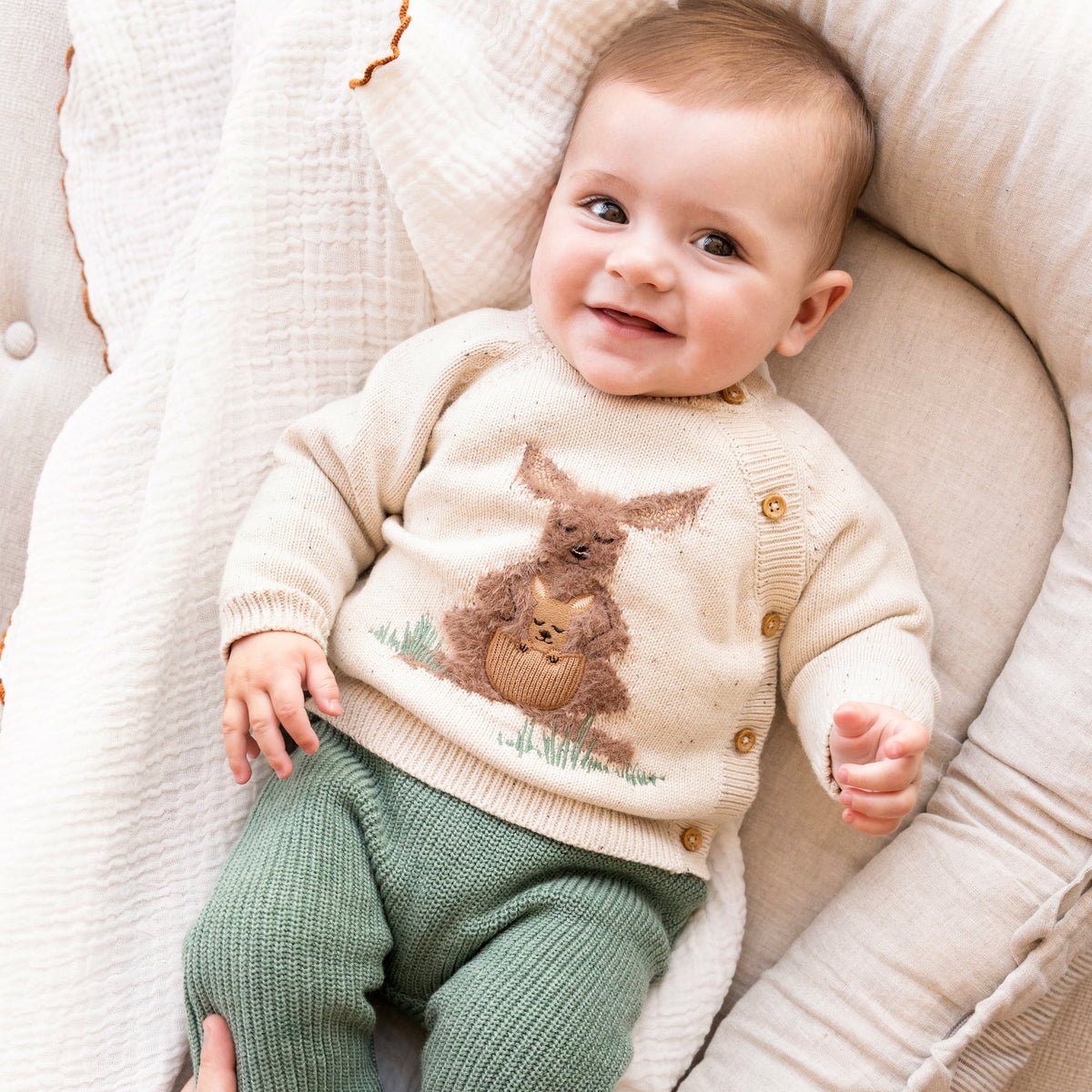 CHARLIE KANGAROO ORGANIC KNITTED CARDIGAN