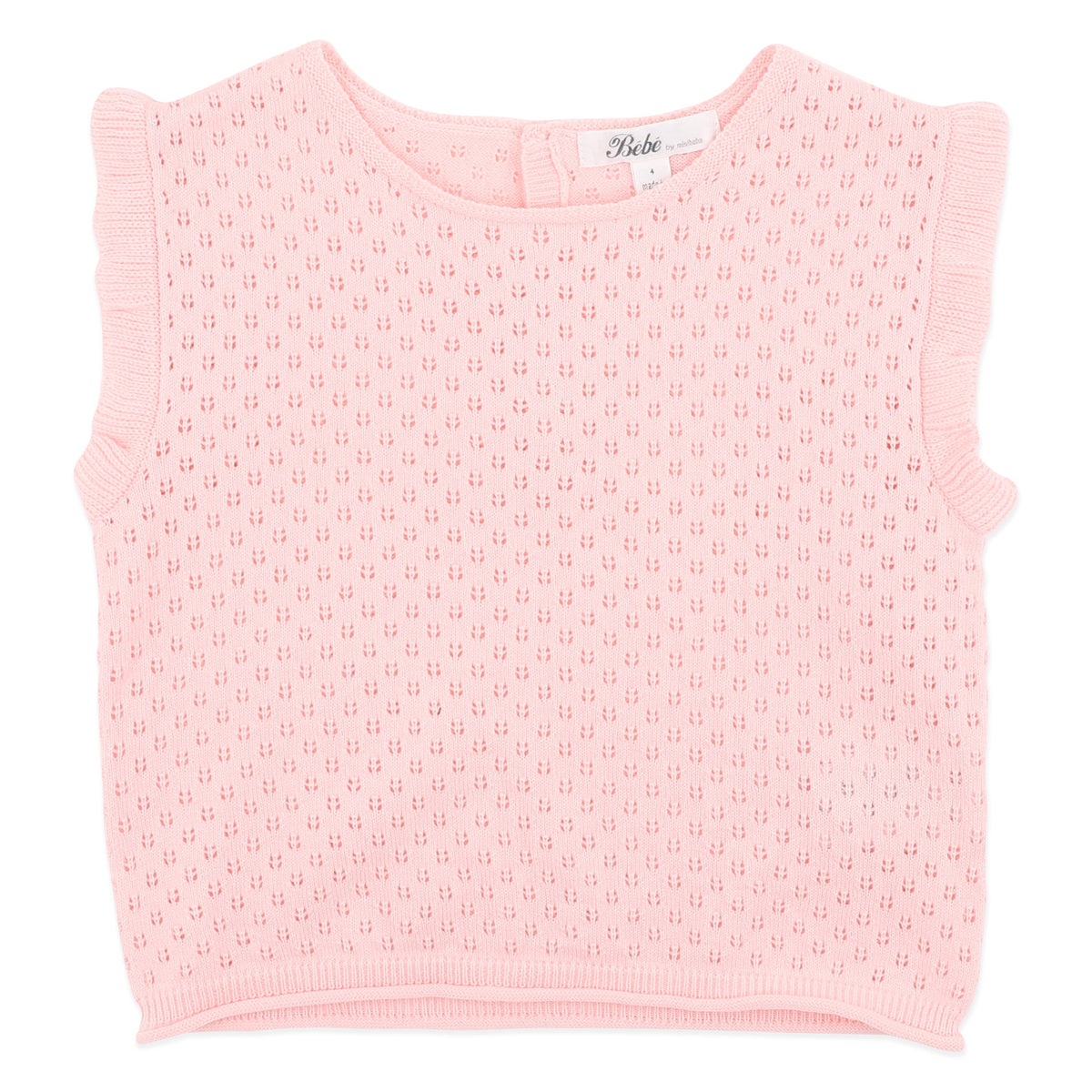 PINK ORGANIC POINTELLE KNIT TOP