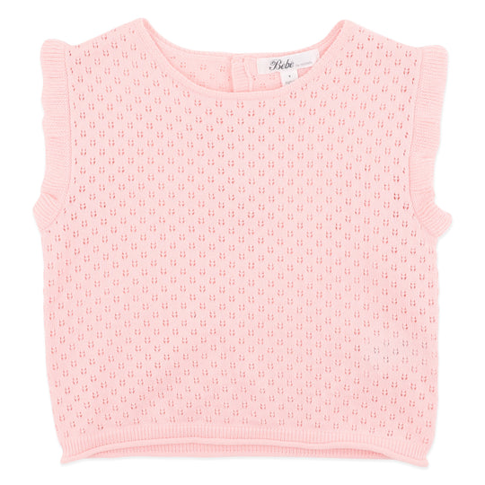 PINK ORGANIC POINTELLE KNIT TOP