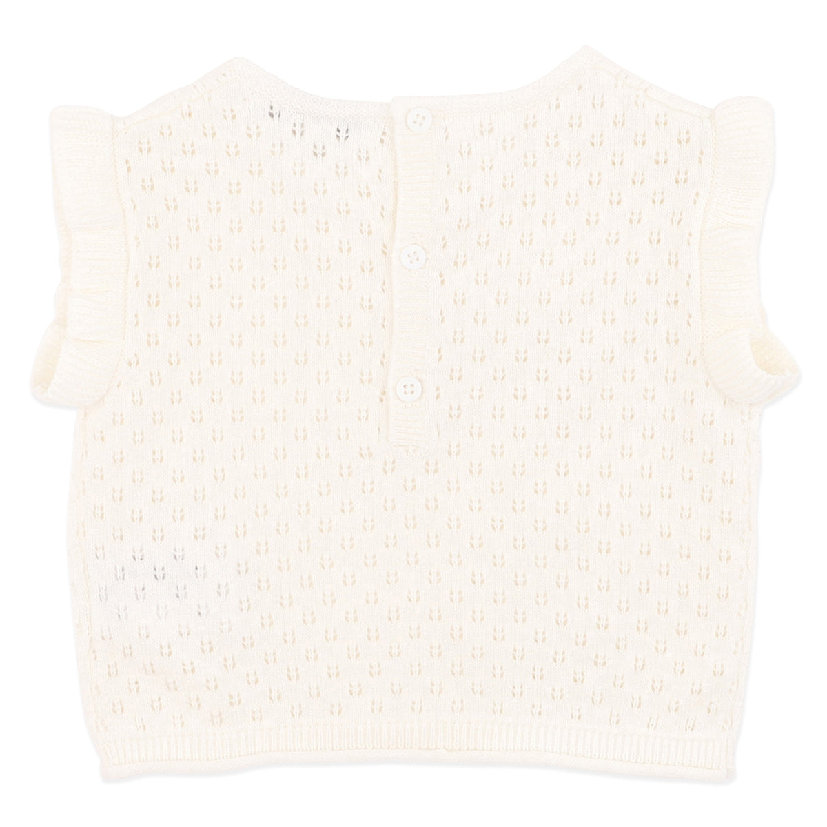 WHITE ORGANIC POINTELLE KNIT TOP 3-7Y
