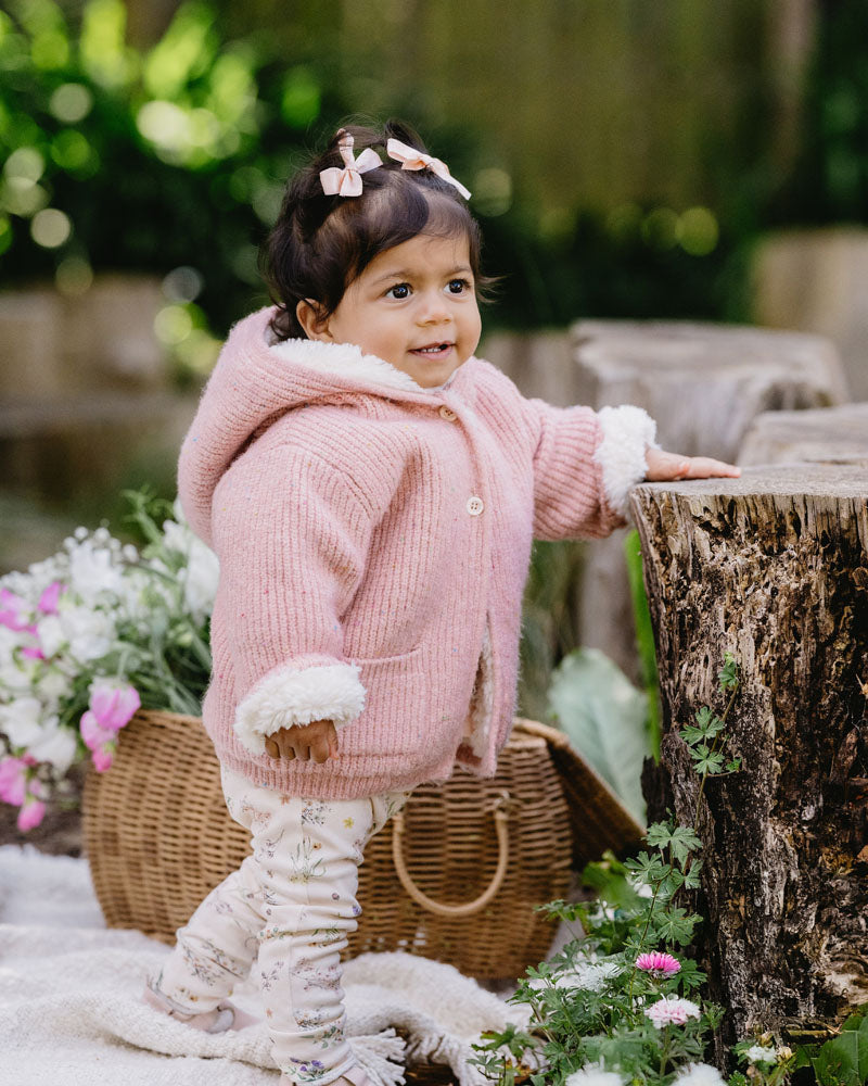 Rose Knitted Hooded Cardigan