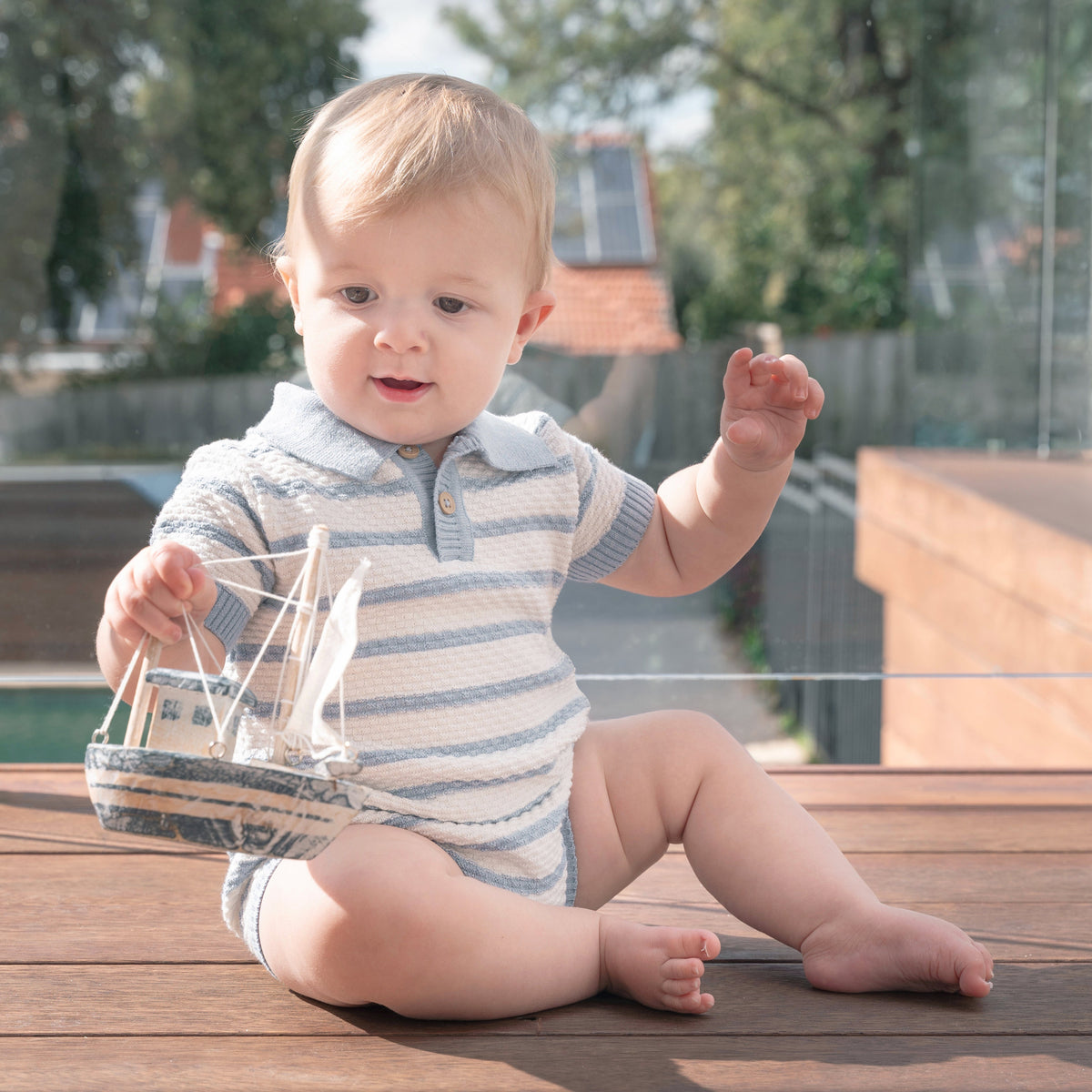 BRADY ORGANIC KNITTED POLO ROMPER