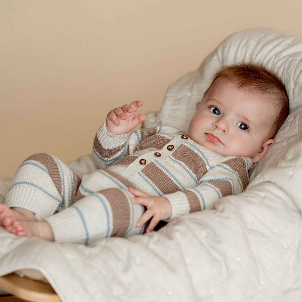 ALVIN STRIPE ORGANIC KNITTED ROMPER