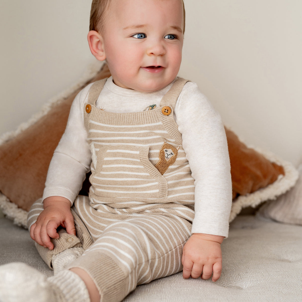 HUNTER ORGANIC STRIPE KNITTED OVERALLS