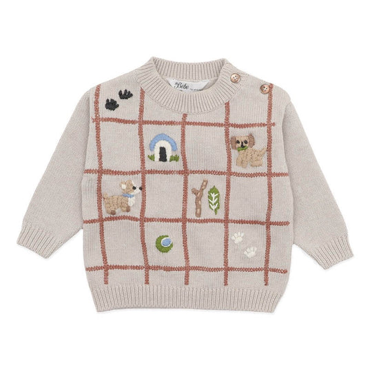OTTO PUPPY GRID ORGANIC KNITTED JUMPER