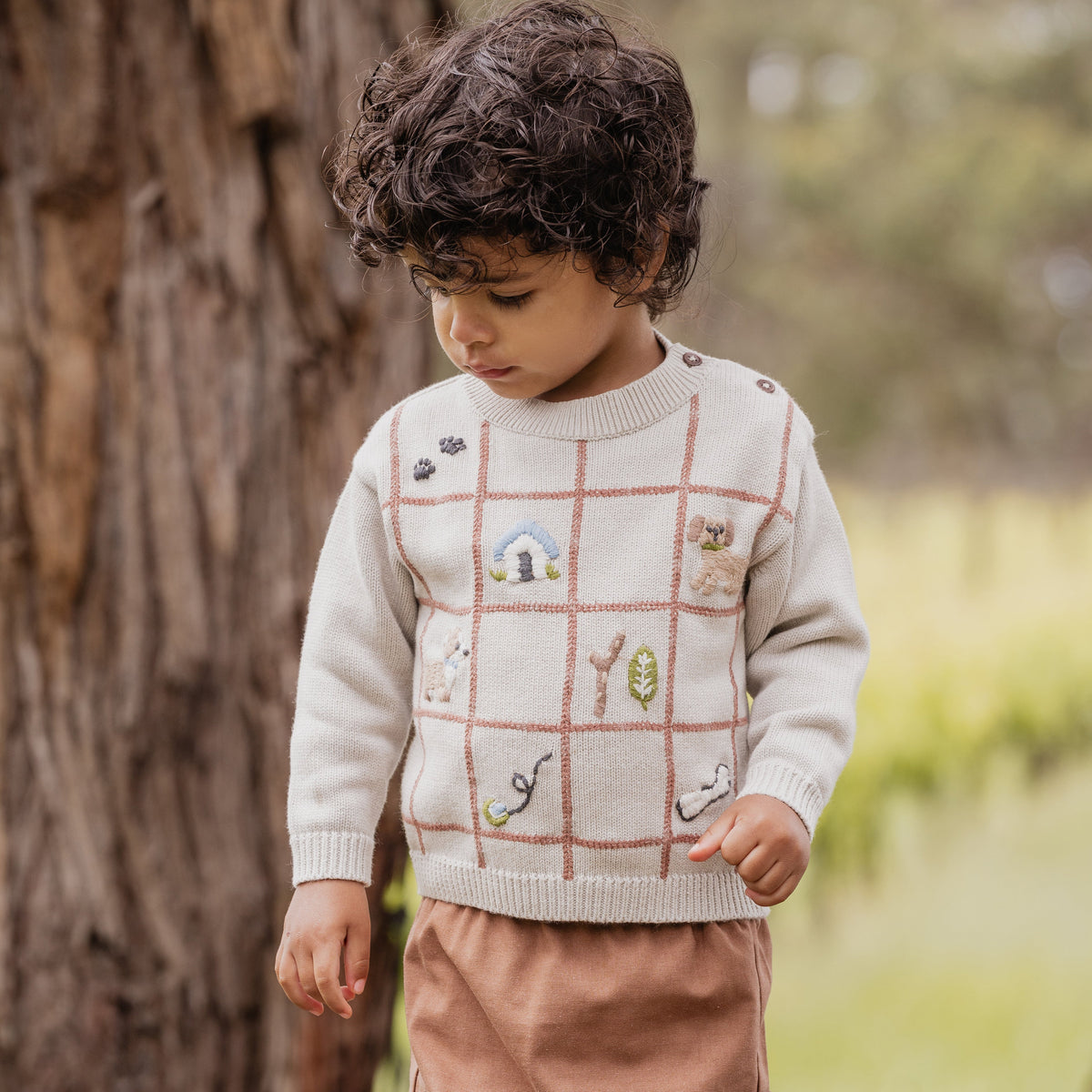 OTTO PUPPY GRID ORGANIC KNITTED JUMPER